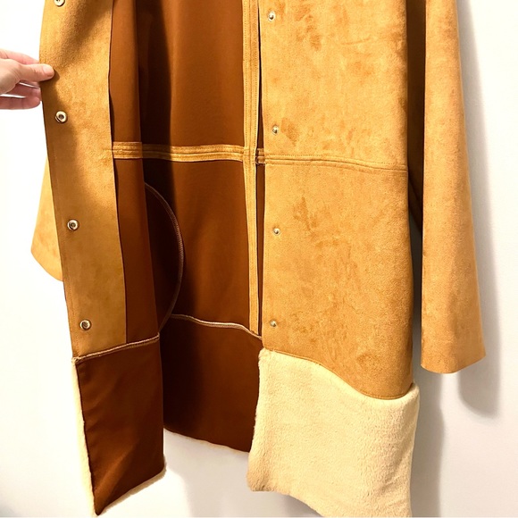 Zara brown suede & faux fur snap up button coat - Picture 15 of 16